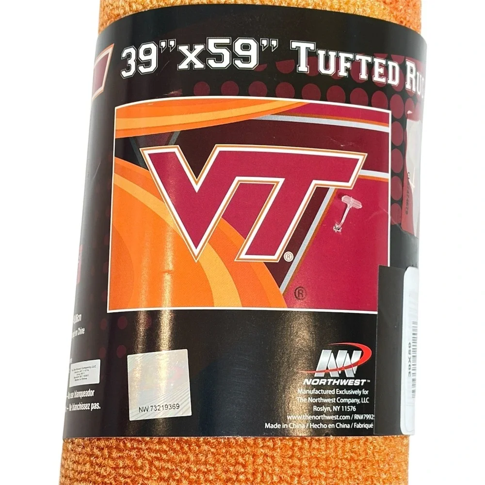 Northwest NCAA Virginia Tech Hokies Rug 39x59 Maroon Orange Fan Cave Decor Mat